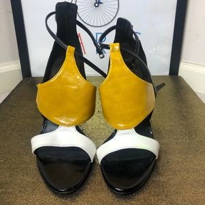 Zara Yellow High Heel Wraparound Sandals